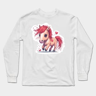 Minimal Cute Baby Horse Long Sleeve T-Shirt